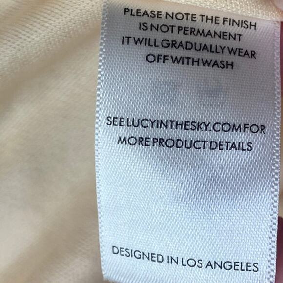 Lucy in the Sky Sequin Baby Doll Mini Dress Open Tie Bow Back Beige Womens Small - Picture 9 of 9